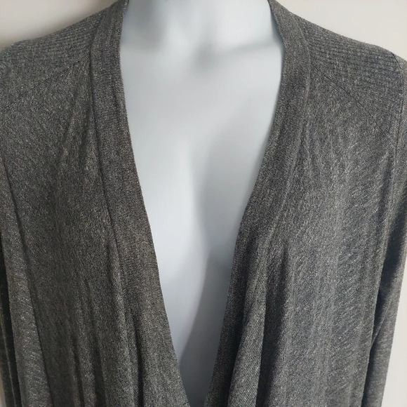 VINCE Drapey Open Front Waterfall Cardigan Small Spacedye black gray - Picture 4 of 6